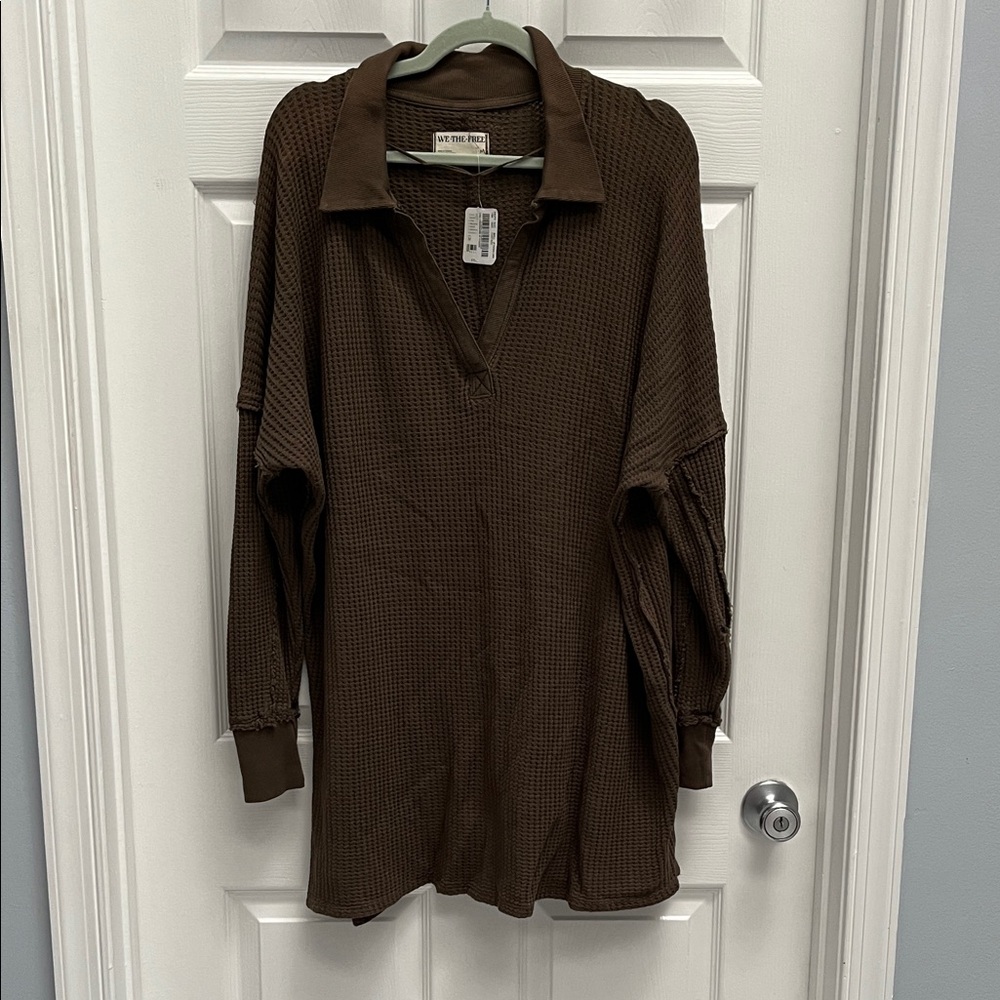 We The Free Chocolate Waffle Knit Top